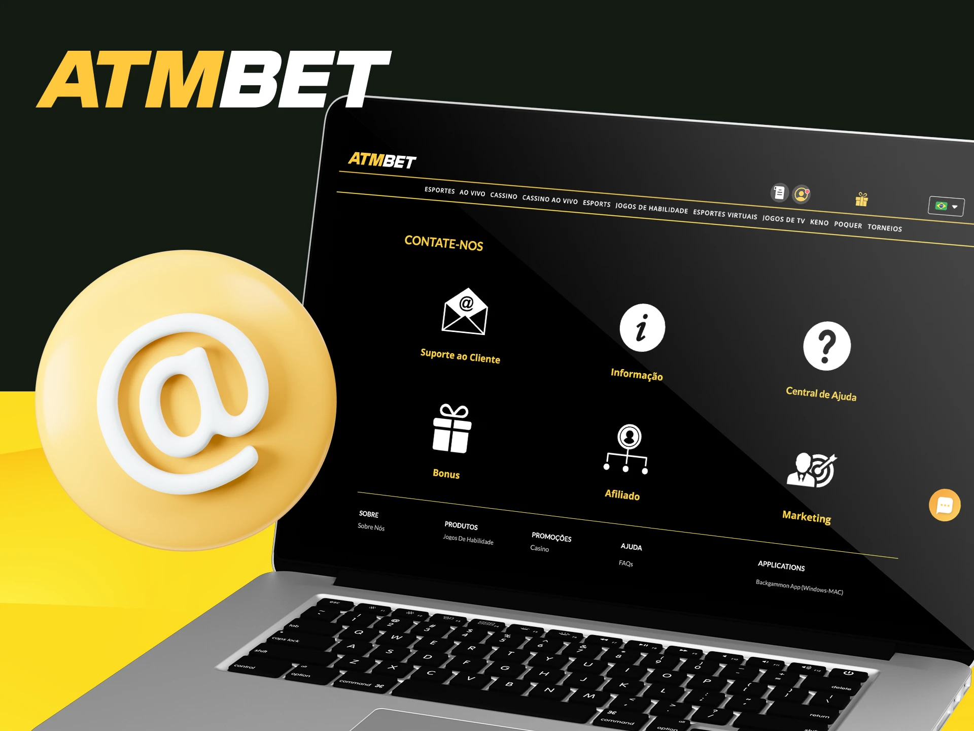 Posso contactar a administração do casino online ATMBET por email.