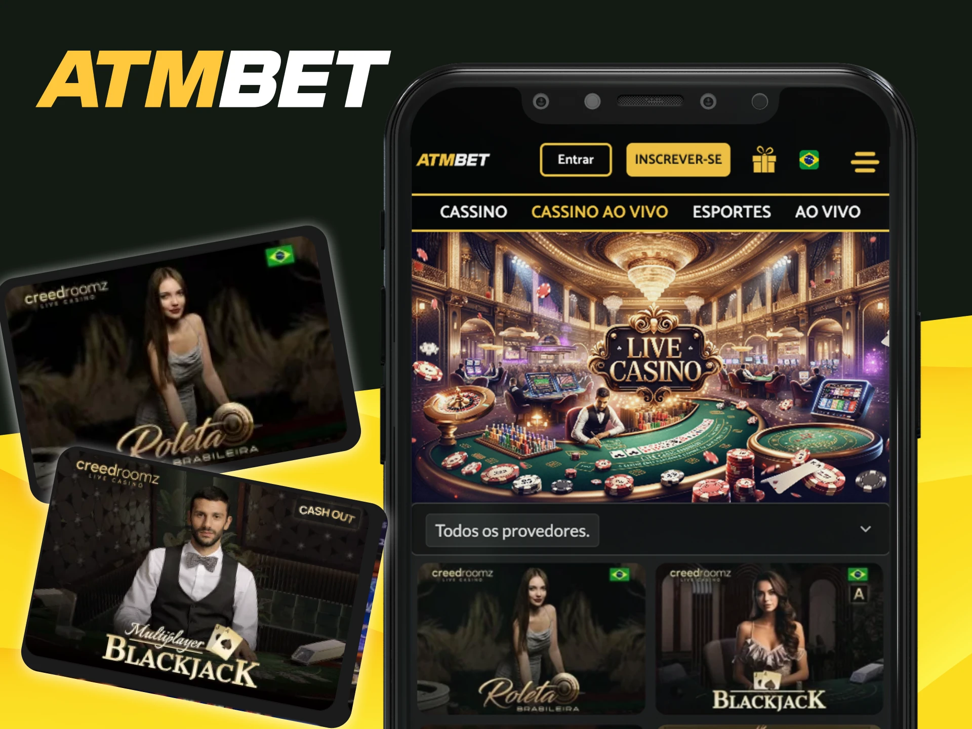 Existem jogos com dealers ao vivo no casino online ATMBET.