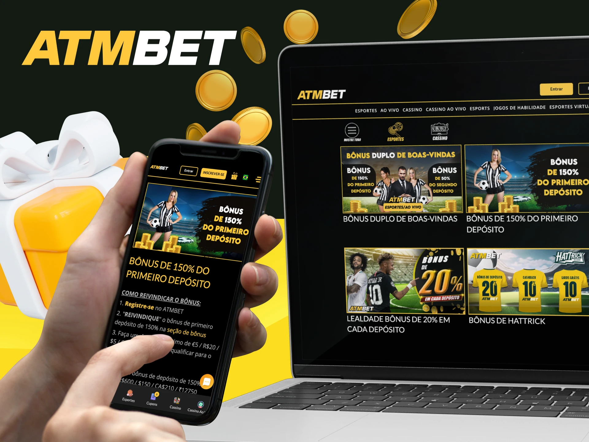 Quantos bônus receberei no meu primeiro depósito no cassino online ATMBET.