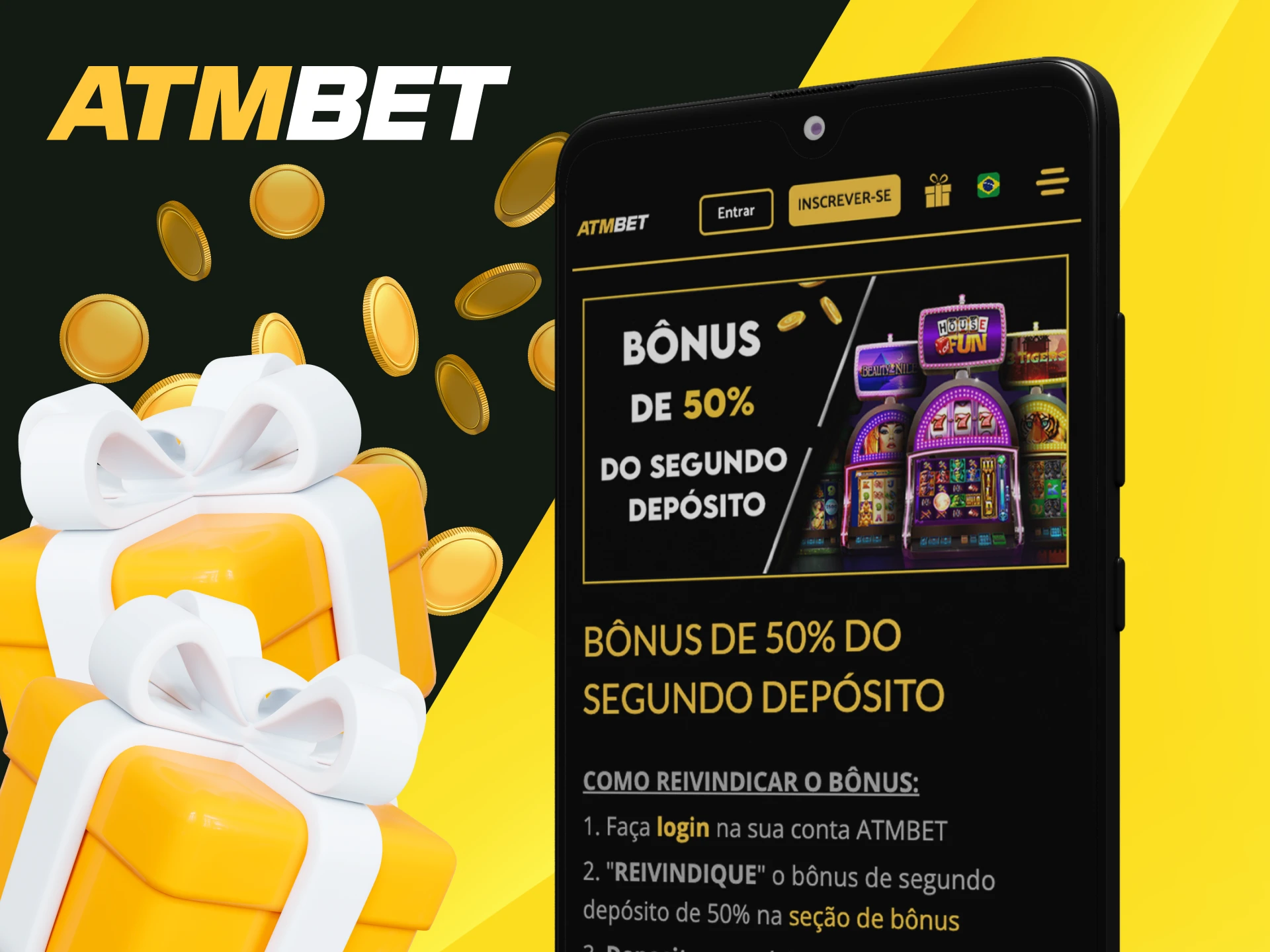 Qual é o tamanho do bônus de segundo depósito no site do cassino online ATMBET.