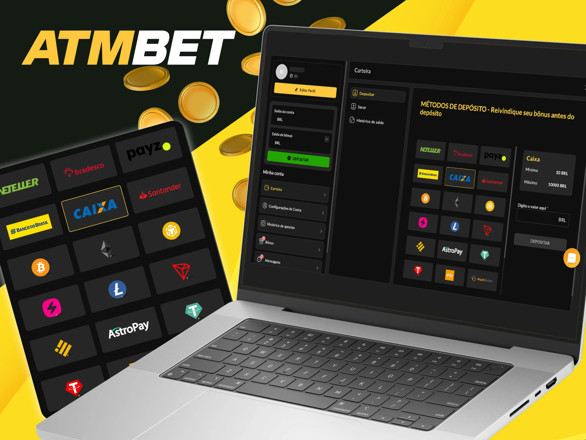 Que métodos de pagamento posso usar no site do cassino online ATMBET.