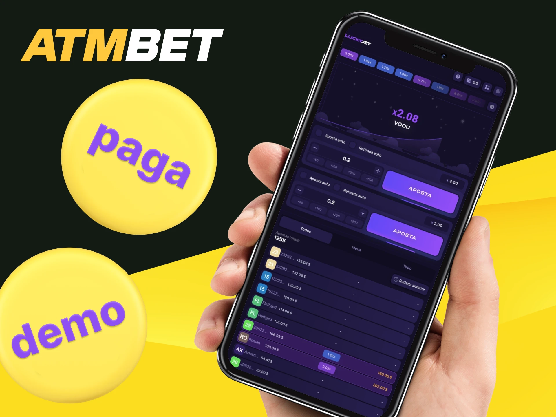 Existe uma versão demo do jogo Lucky Jet no cassino online ATMBET.