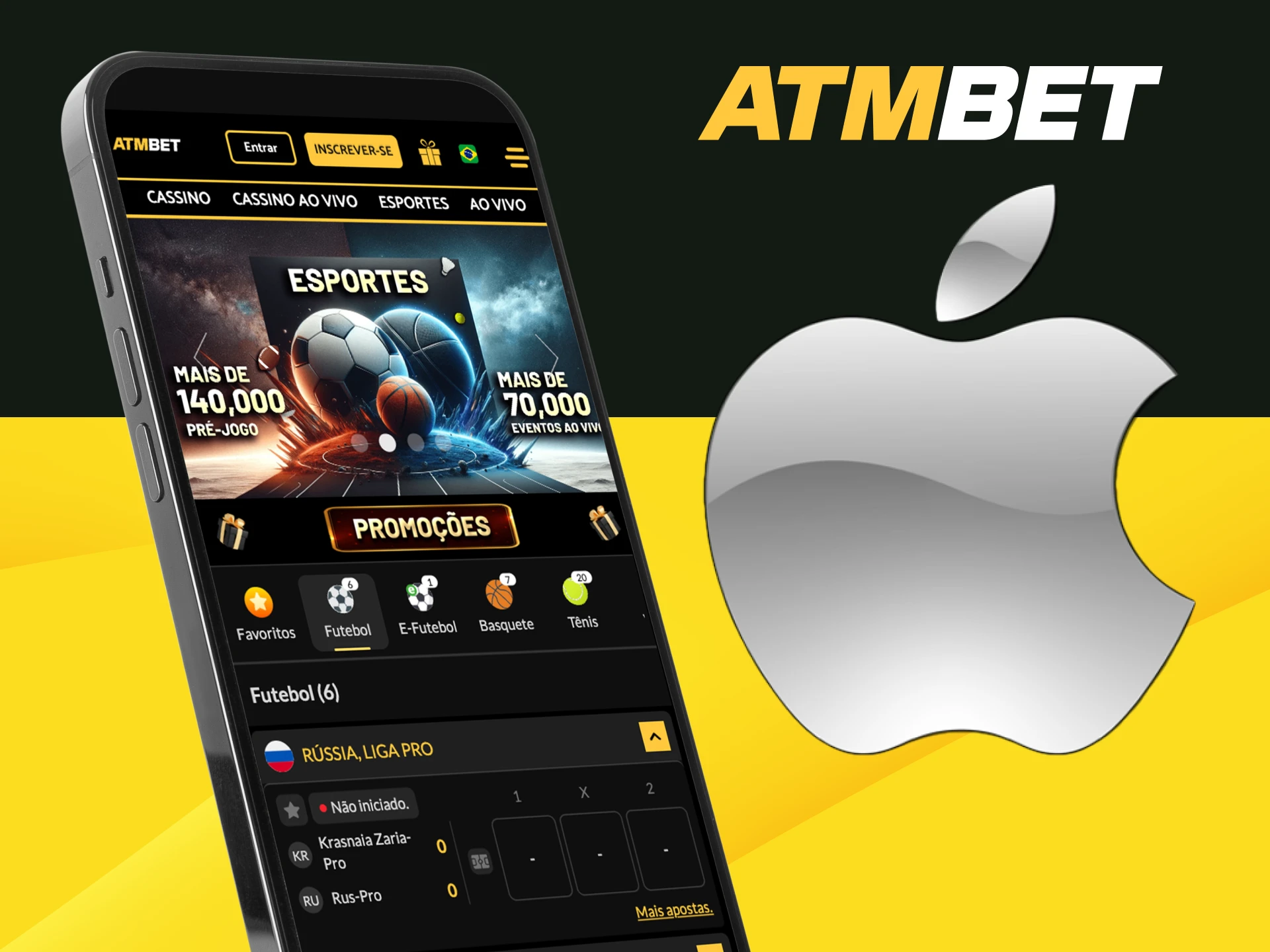 Existe um aplicativo de cassino online ATMBET para telefone iOS.
