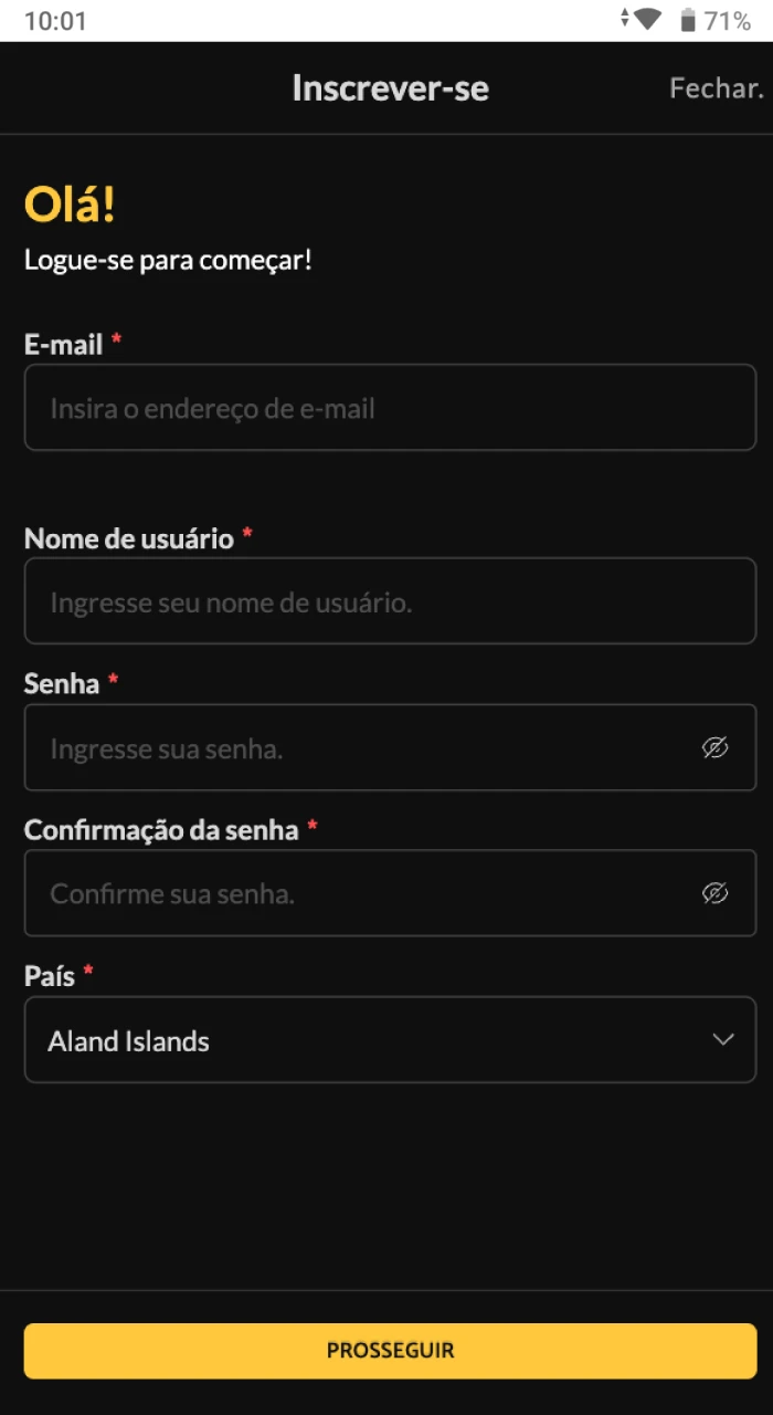Como é o formulário de registro no site do cassino online ATMBET.