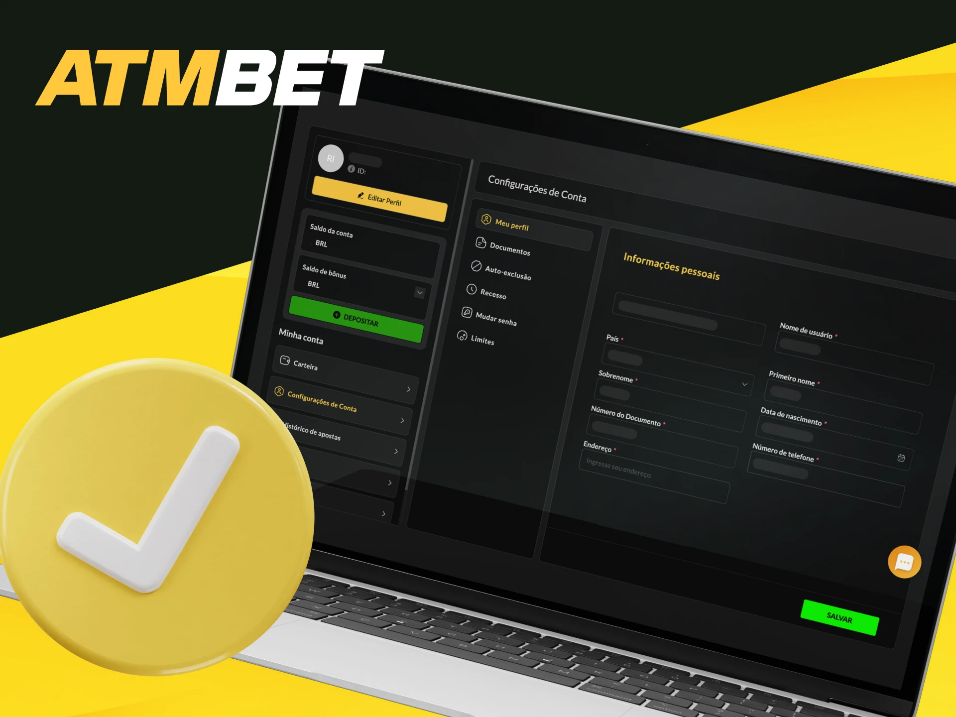 Preciso verificar minha conta no site do cassino online ATMBET.